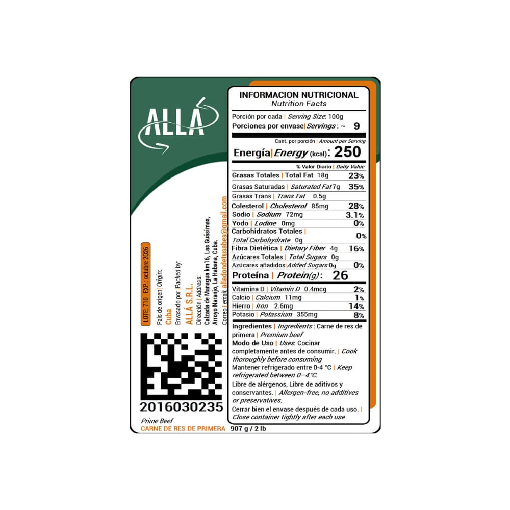 Carne de res de primera ALLÁ (907 g / 2 lb) - 3