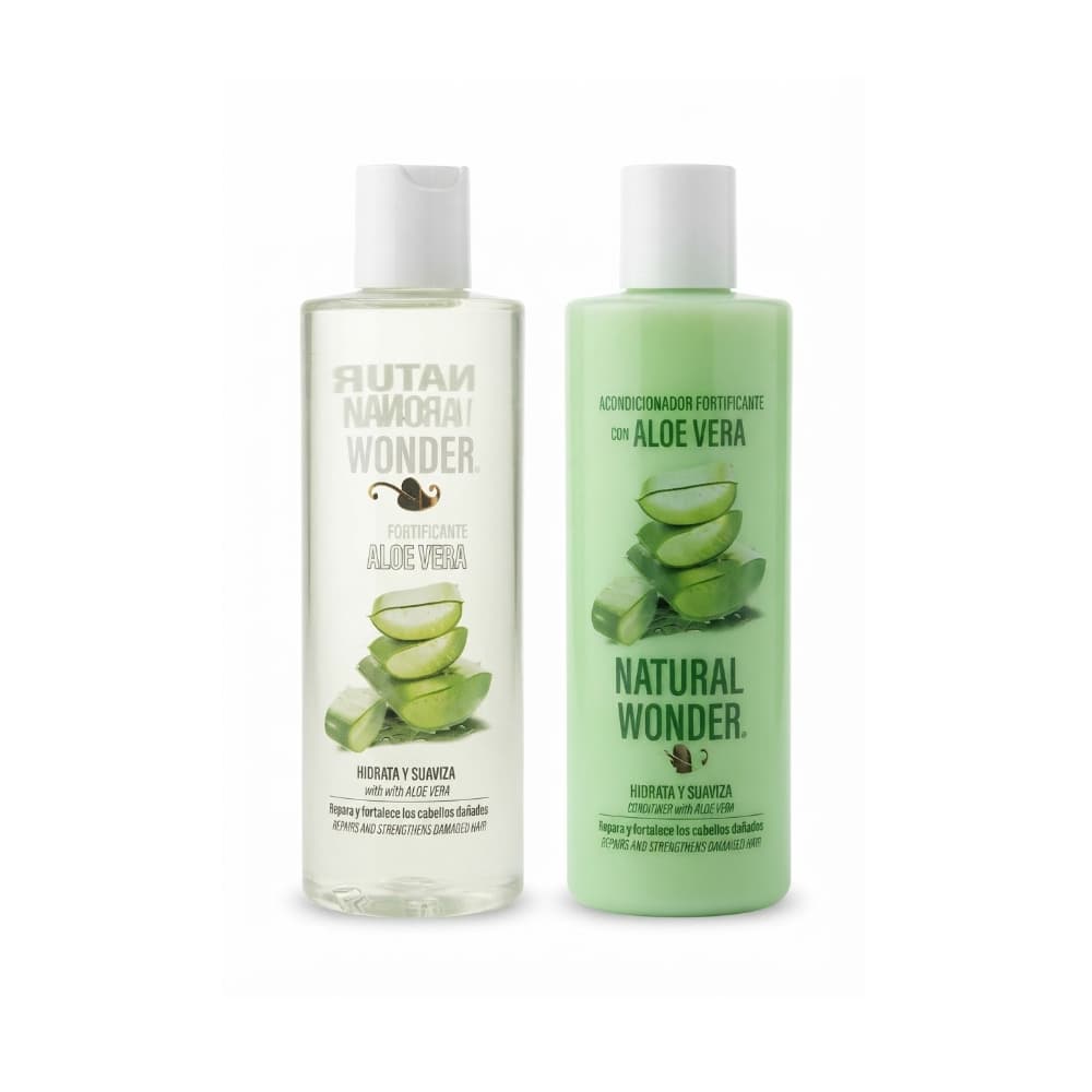 Juego de champú y acondicionador fortificante con aloe vera Natural Wonder (2 x 400 ml)