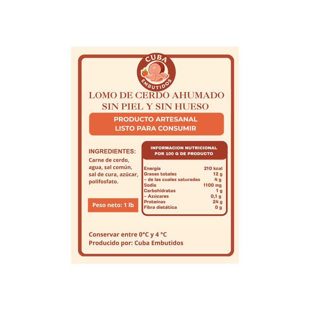 Lomo de cerdo ahumado sin piel y sin hueso (454 g / 1 lb) - 3