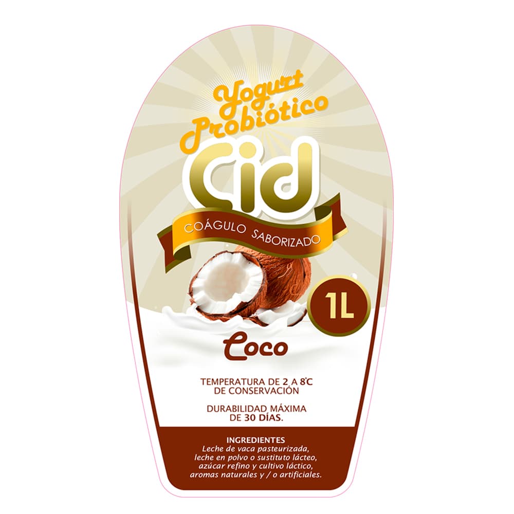 Yogurt probiótico de coágulo saborizado de coco Cid (1 L) - 2