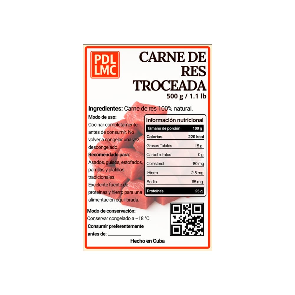 Carne de res troceada PDL LMC (500 g / 1.10 lb) - 3