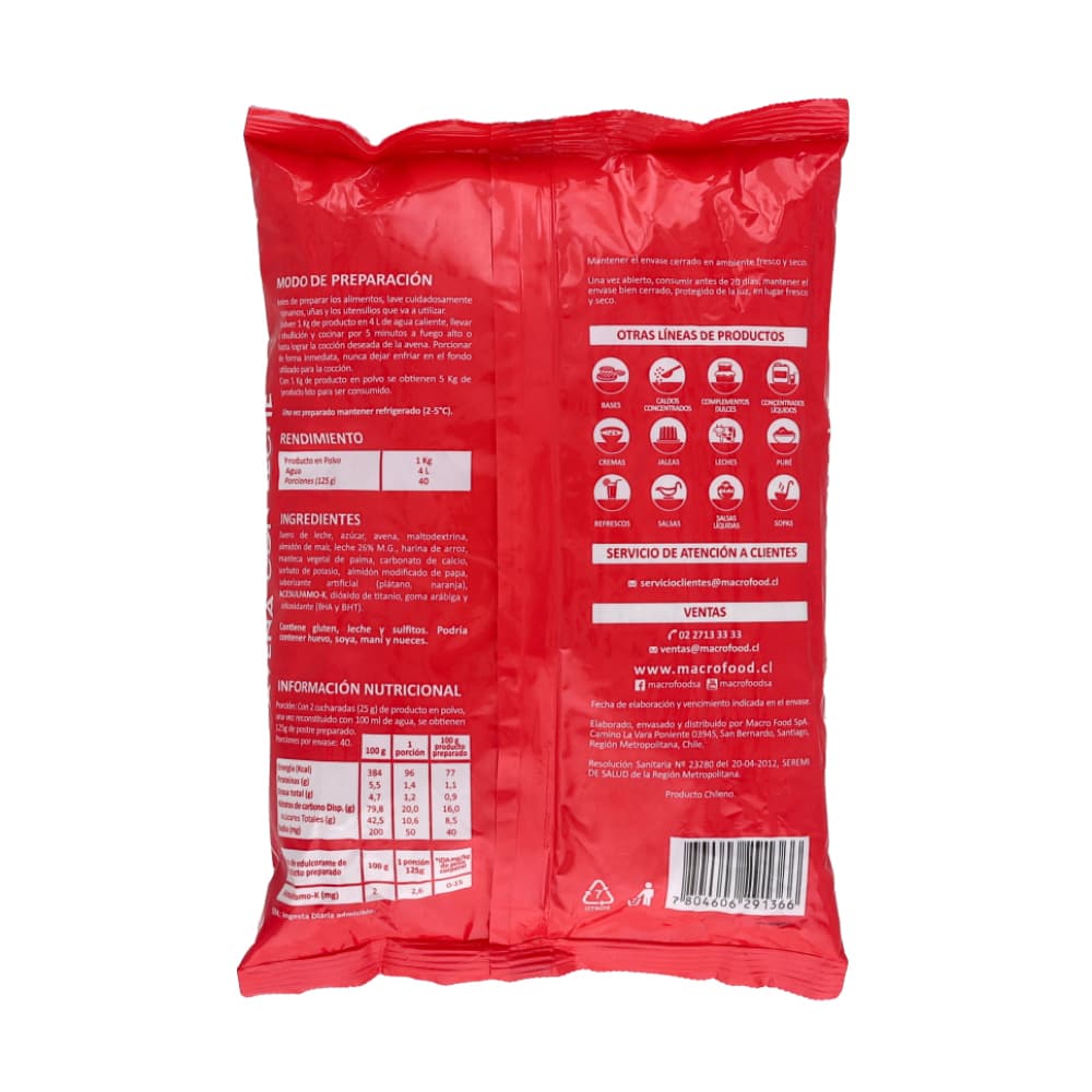 Avena con leche Macro Food (1 kg / 2.2 lb) - 3