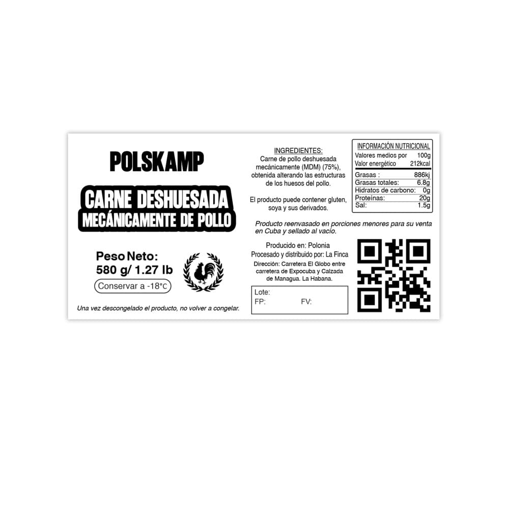 Carne deshuesada mecánicamente de pollo polskamp La Finca (500 g / 1.1 lb) - 3