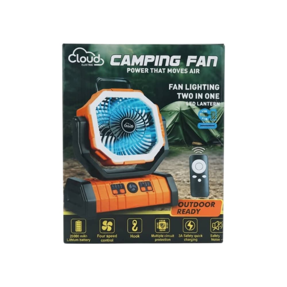 Ventilador recargable con luz LED color naranja Cloud F6 CEPFWS-B - 3