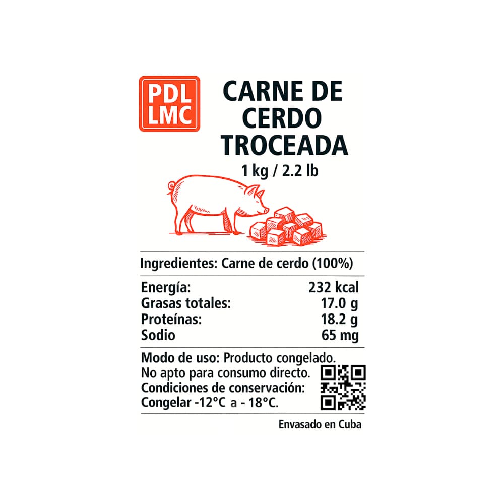 Carne de cerdo troceda PDL LMC (1 kg / 2.2 lb) - 4