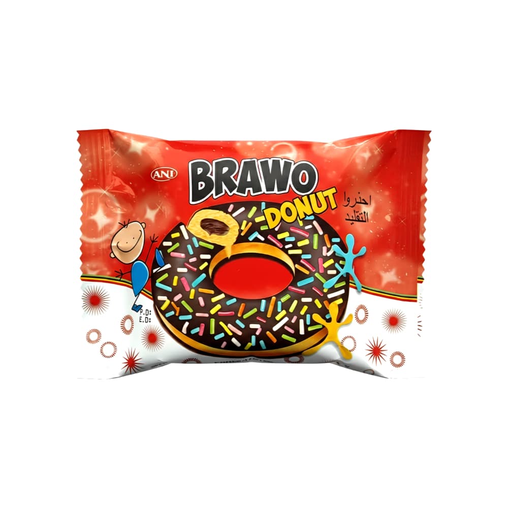 Dona revestida con cobertura de chocolate y chispas Brawo (40 g / 1.41 oz)