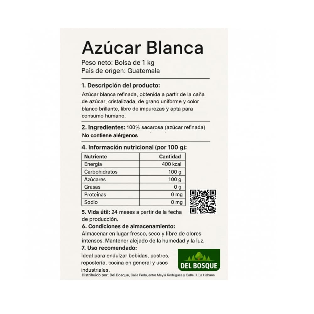 Azúcar blanca Del Bosque (1 kg / 2.2 lb) - 3