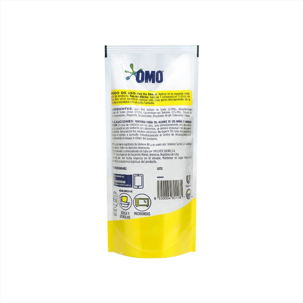 Detergente líquido lavavajillas limón Omo (450 ml) - 2