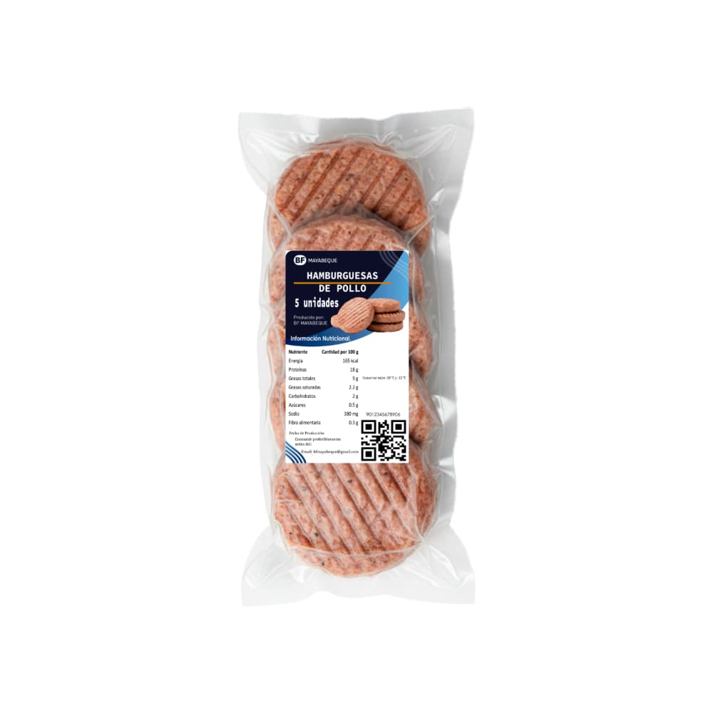 Hamburguesas de pollo original BF Mayabeque (5 x 80 g / 2.82 oz)