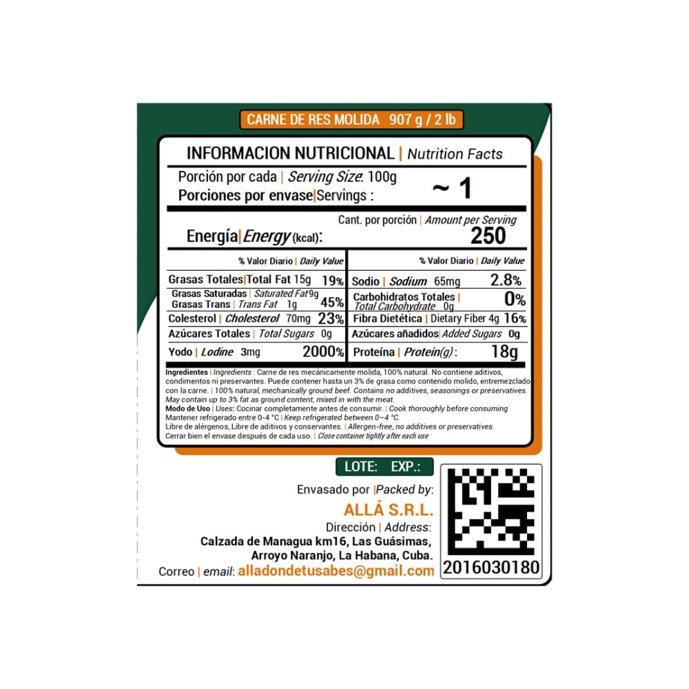Carne de res molida ALLÁ (907 g / 2 lb) - 4