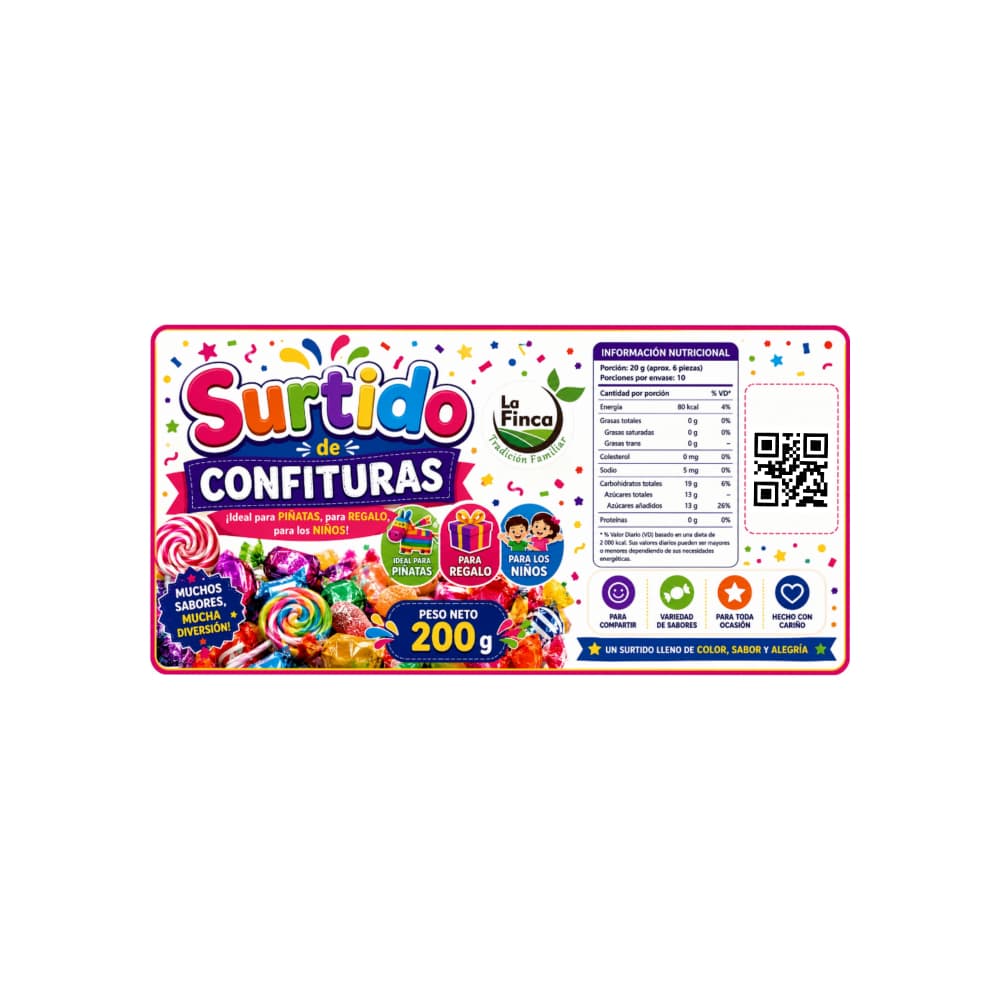 Surtido de dulces, gomitas, chicles, caramelos y juguetes con dulces La Finca (200 g / 7.05 oz) - 2