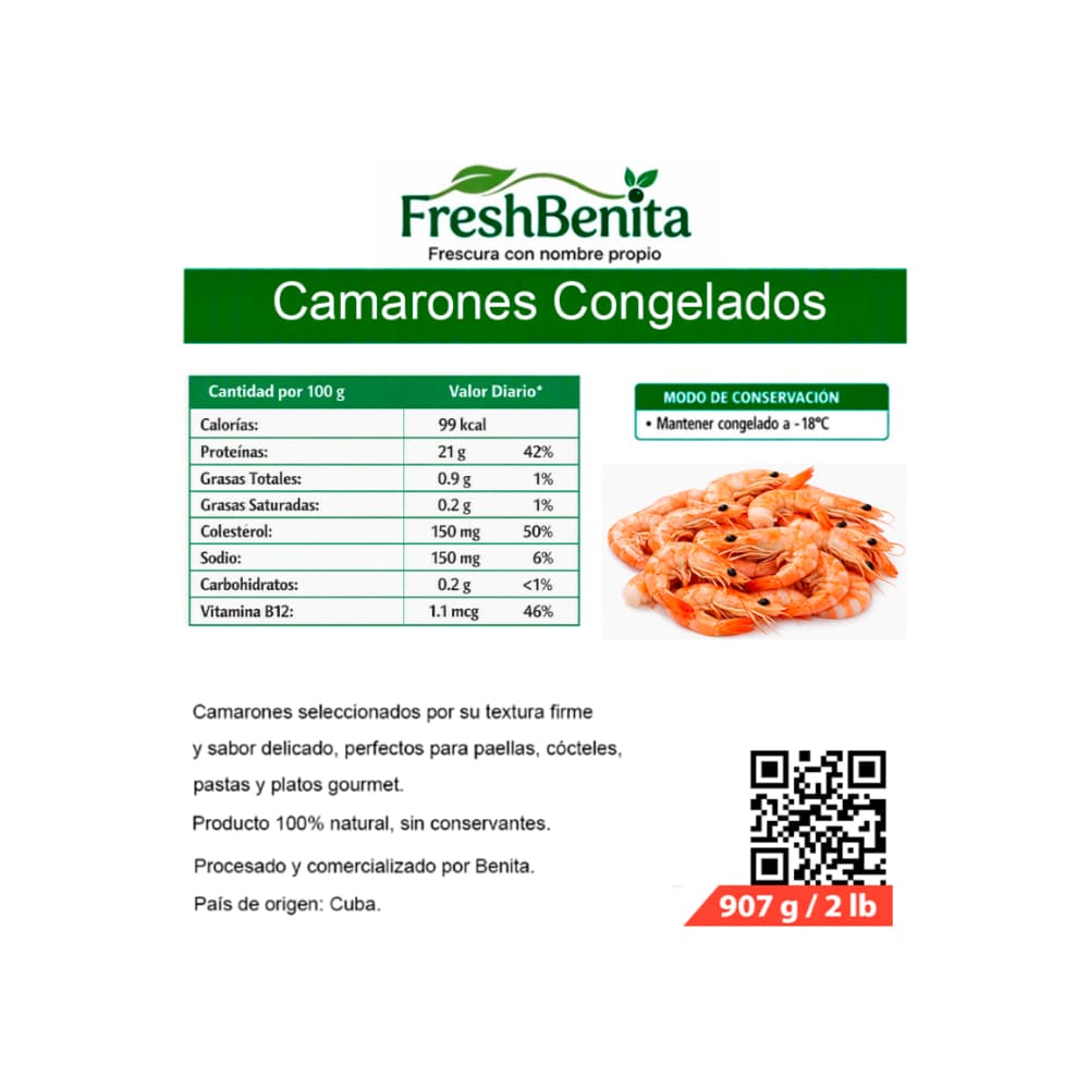 Camarones congelados FreshBenita (907 g / 2 lb) - 2