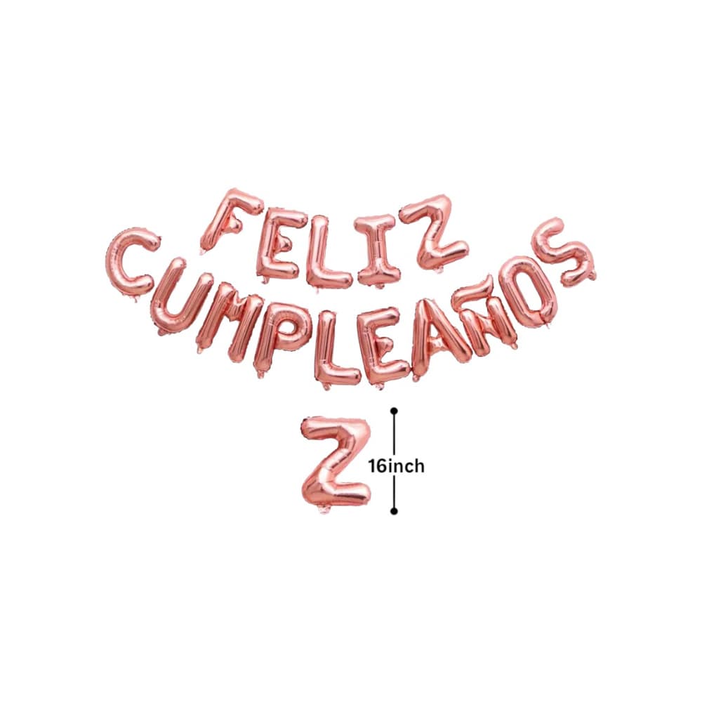 Cartel de Feliz Cumpleaños color rosado oro de 16 pulgadas Ballon - 3