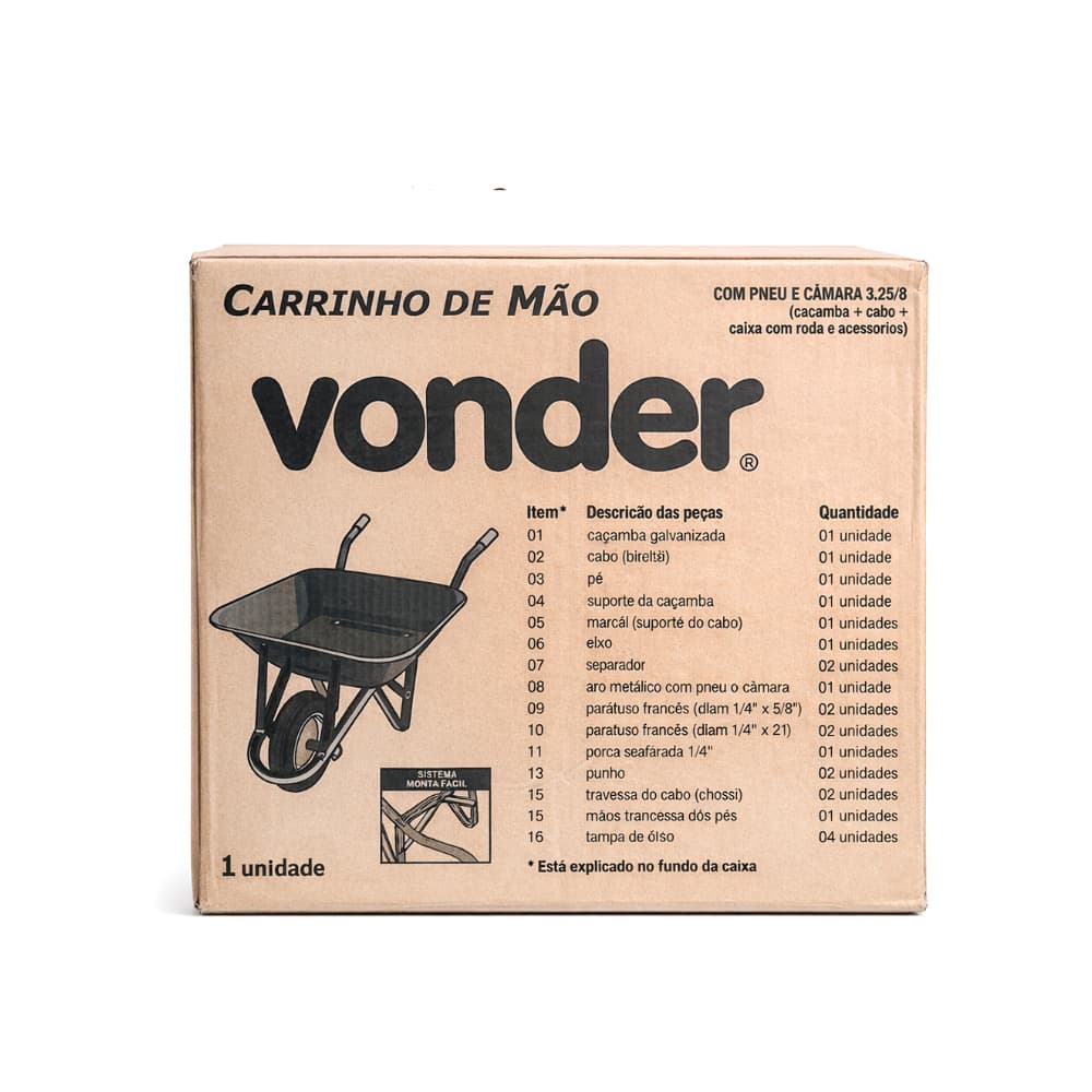 Carretilla roja de carga cubo recto Vonder - 4
