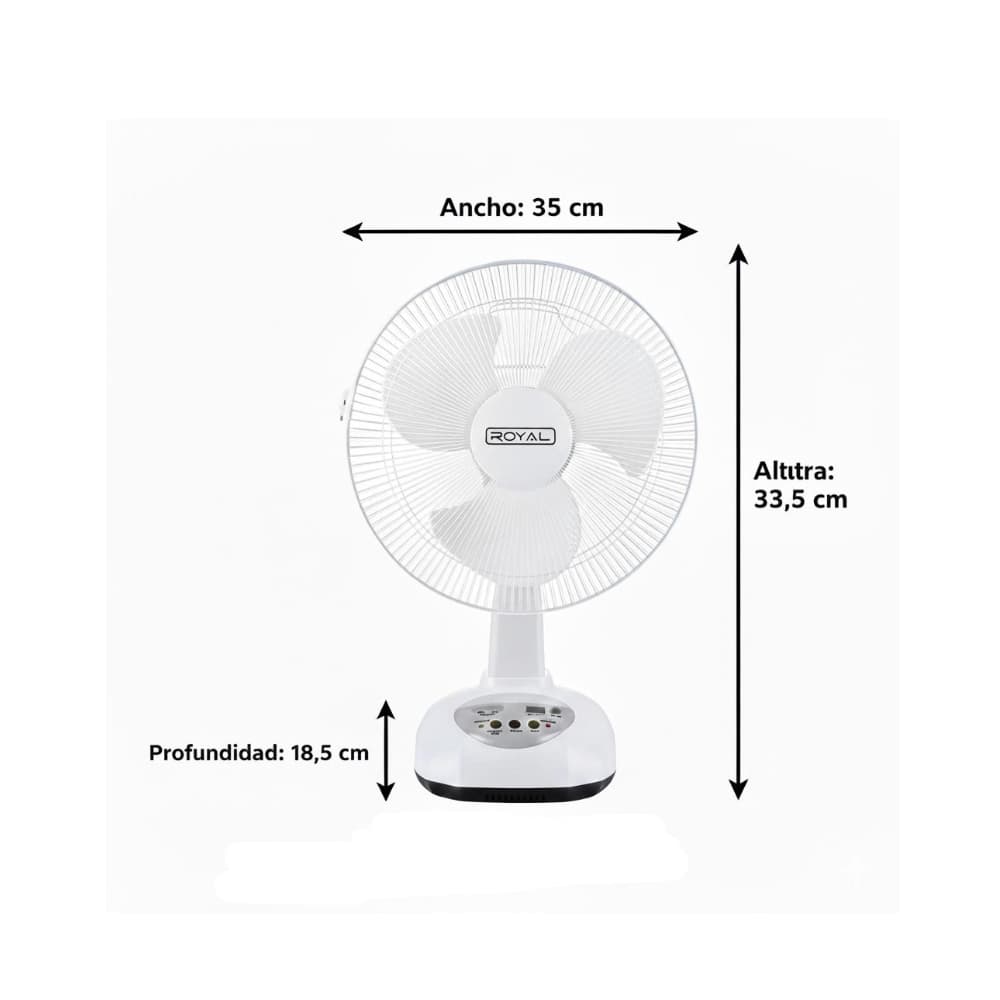 Ventilador blanco recargable 12" Royal RA12RSL - 4