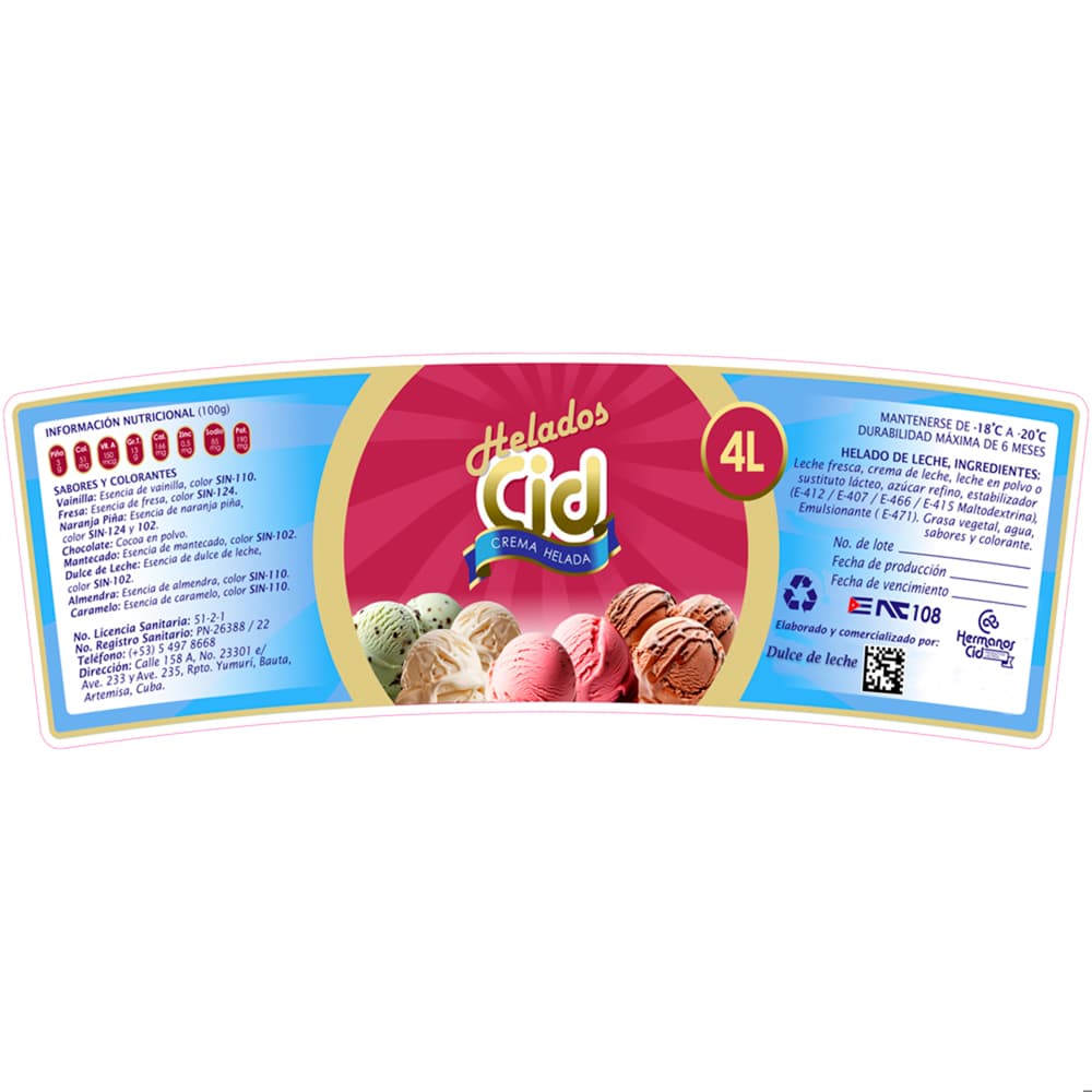 Helado sabor dulce de leche CID (4 L) - 4