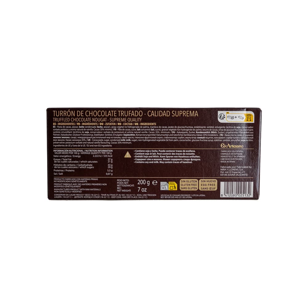 Turrón de chocolate trufado El Artesano (200 g / 7.05 oz) - 2