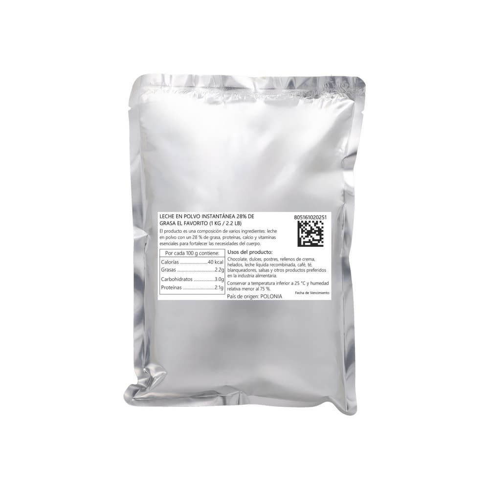 Leche en polvo instantánea 28% de grasa El Favorito (1 kg / 2.20 lb) - 3