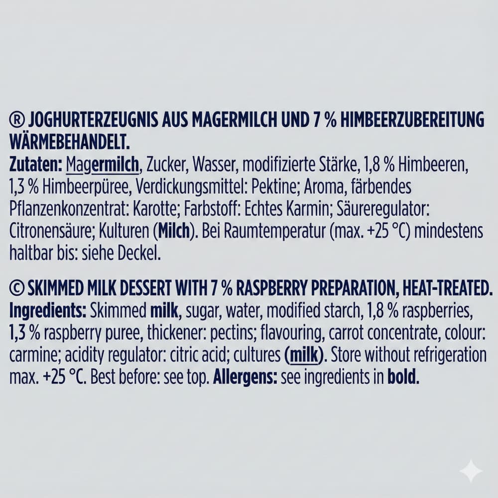 Yogur sabor frambuesa Bauer Fru Fru (100g / 3.53oz) - 3