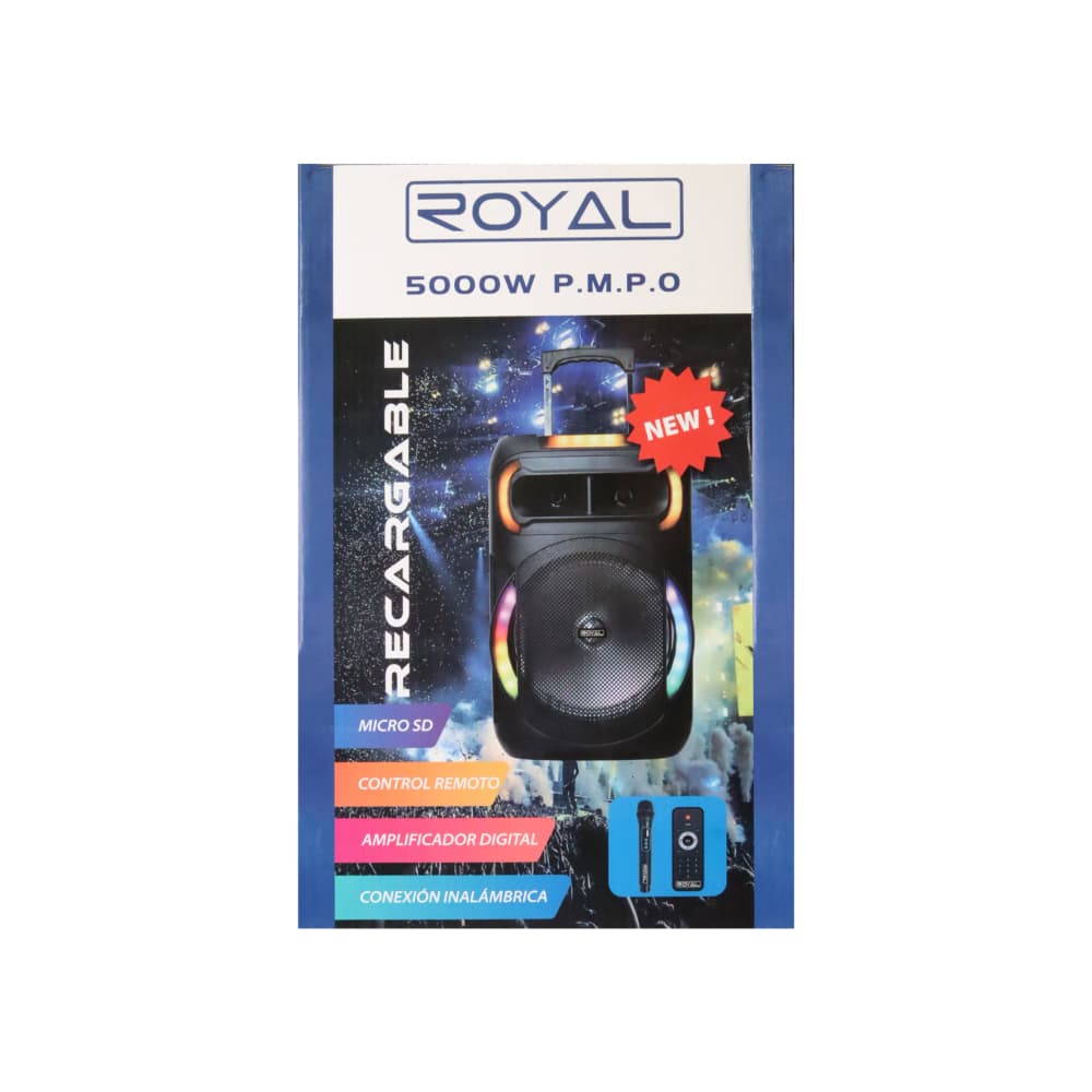 Bocina portátil negra 5000 W Royal RBT2540-12T - 3