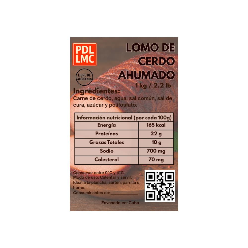 Lomo de cerdo ahumado sin piel y sin hueso PDL LMC (1 kg / 2.2 lb) - 2