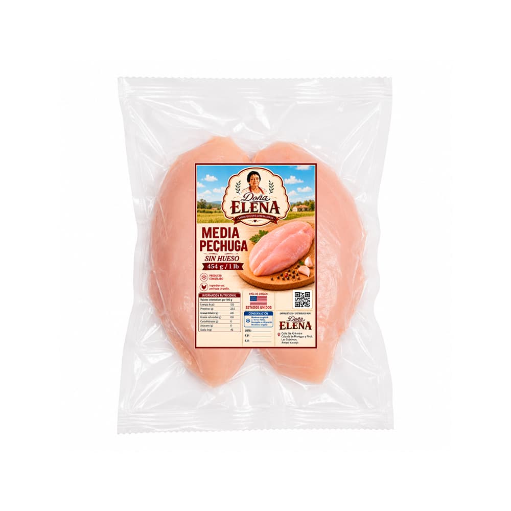 Media pechuga de pollo sin hueso Doña Elena (454 g / 1 lb)