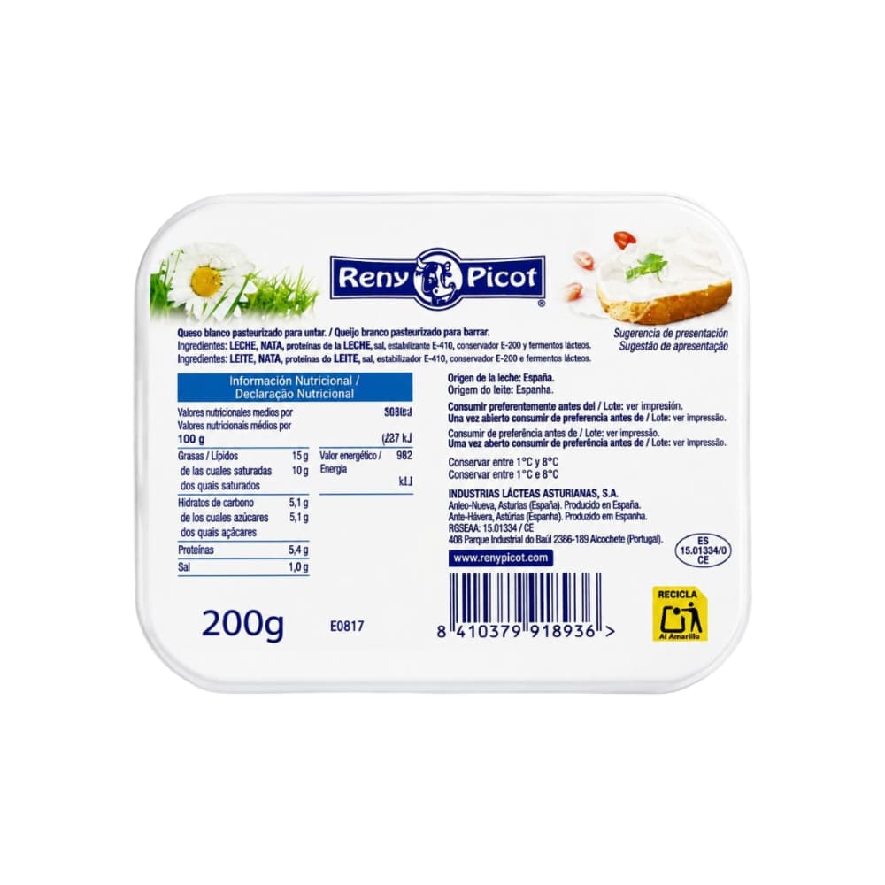 Queso crema pasteurizado Tradicional Reny Picot (200 g / 7 oz) - 3