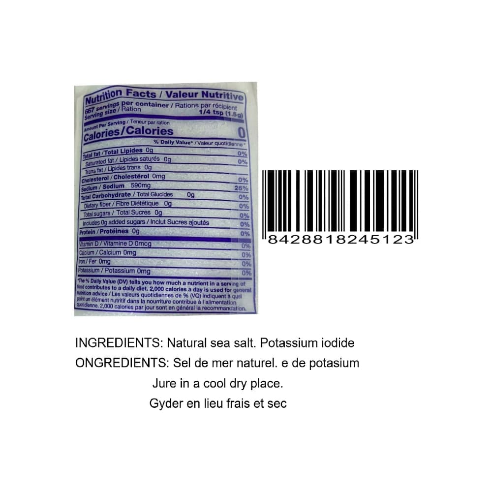 Sal fina marina yodada Deltasal (1 kg / 2.2 lb) - 7