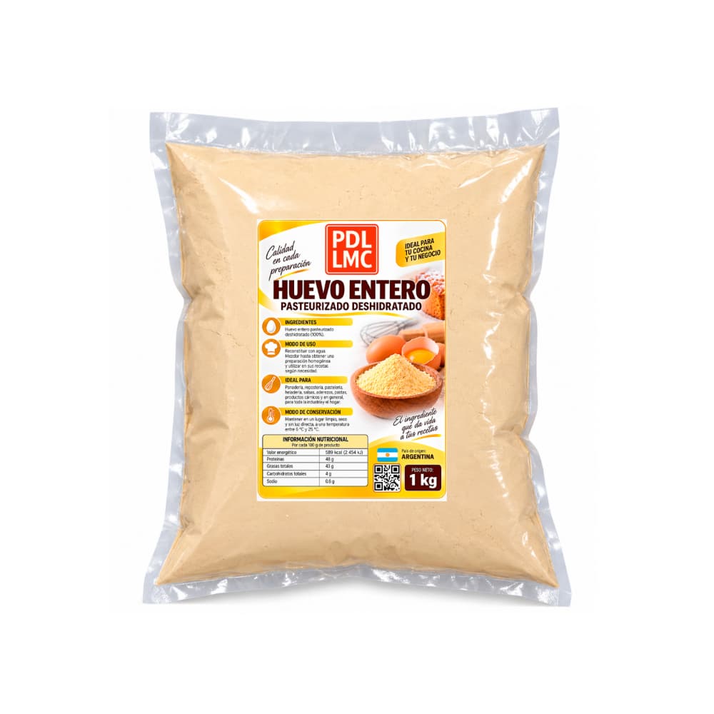 Huevo entero pasteurizado deshidratado PDL LMC (1 kg / 2.2 lb)
