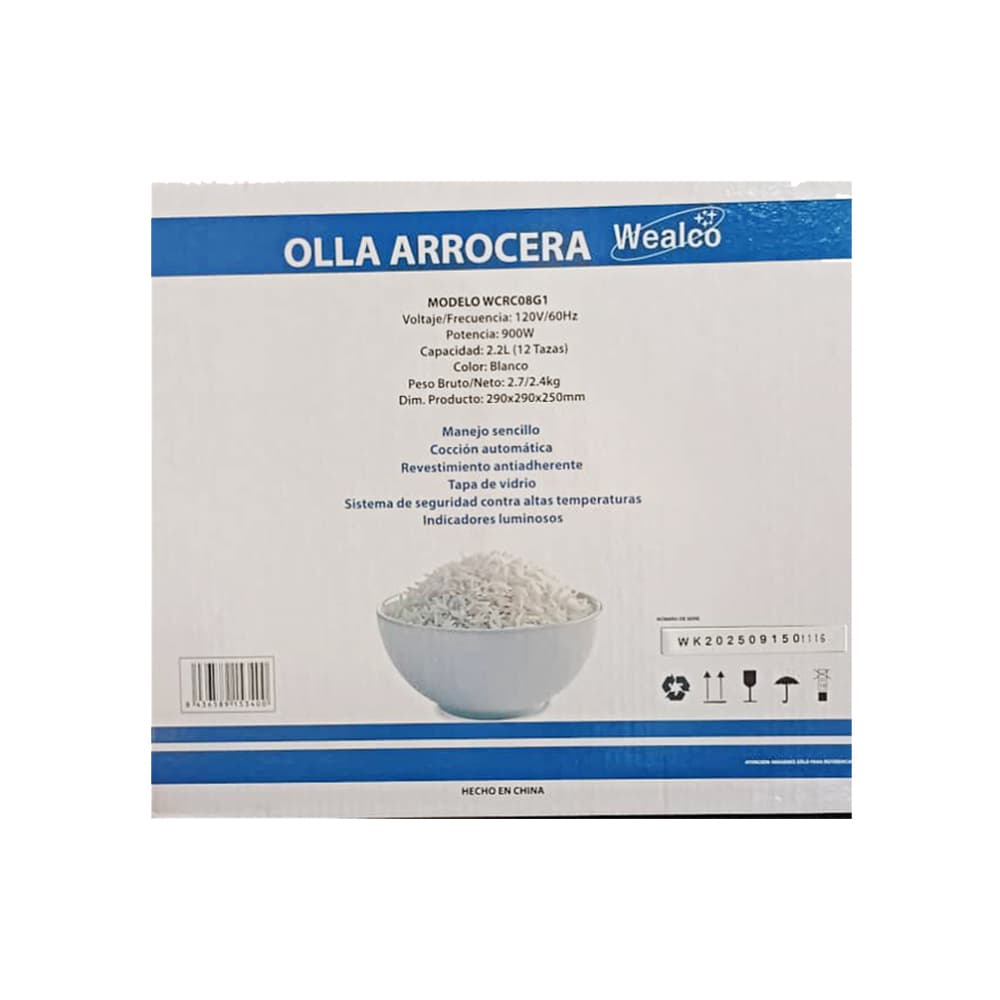 Olla arrocera 2.2 L Wealco WCRC08G1 - 5