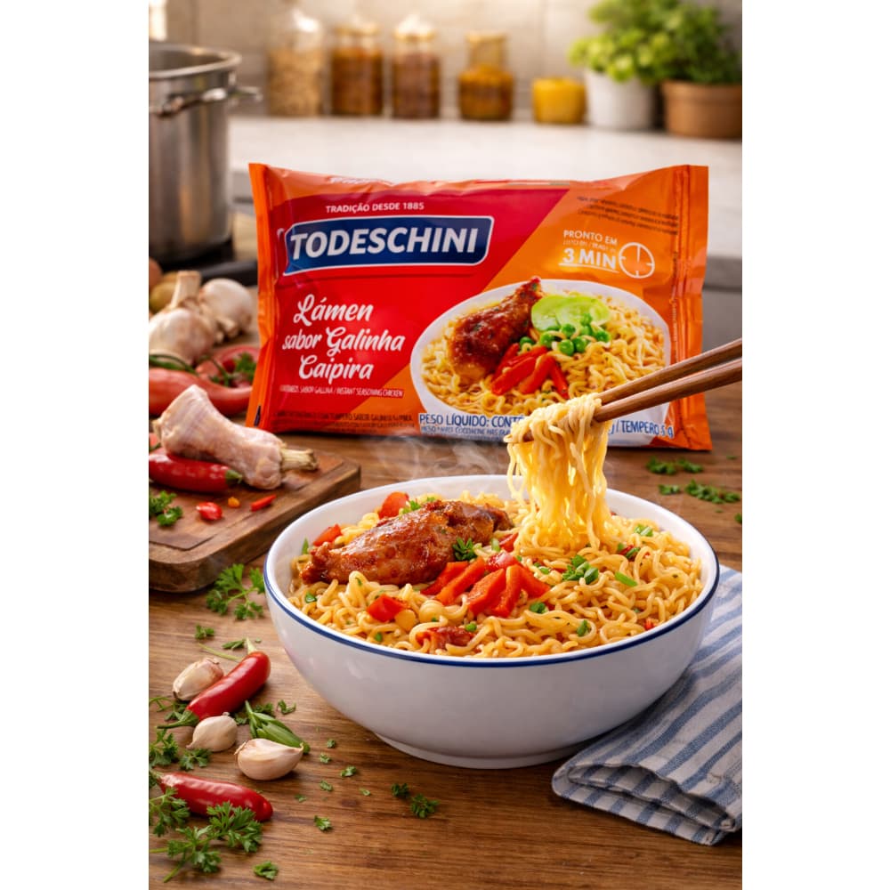 Fideos instantáneos sabor a pollo de corral Todeschini (85 g / 2.99 oz) - 4
