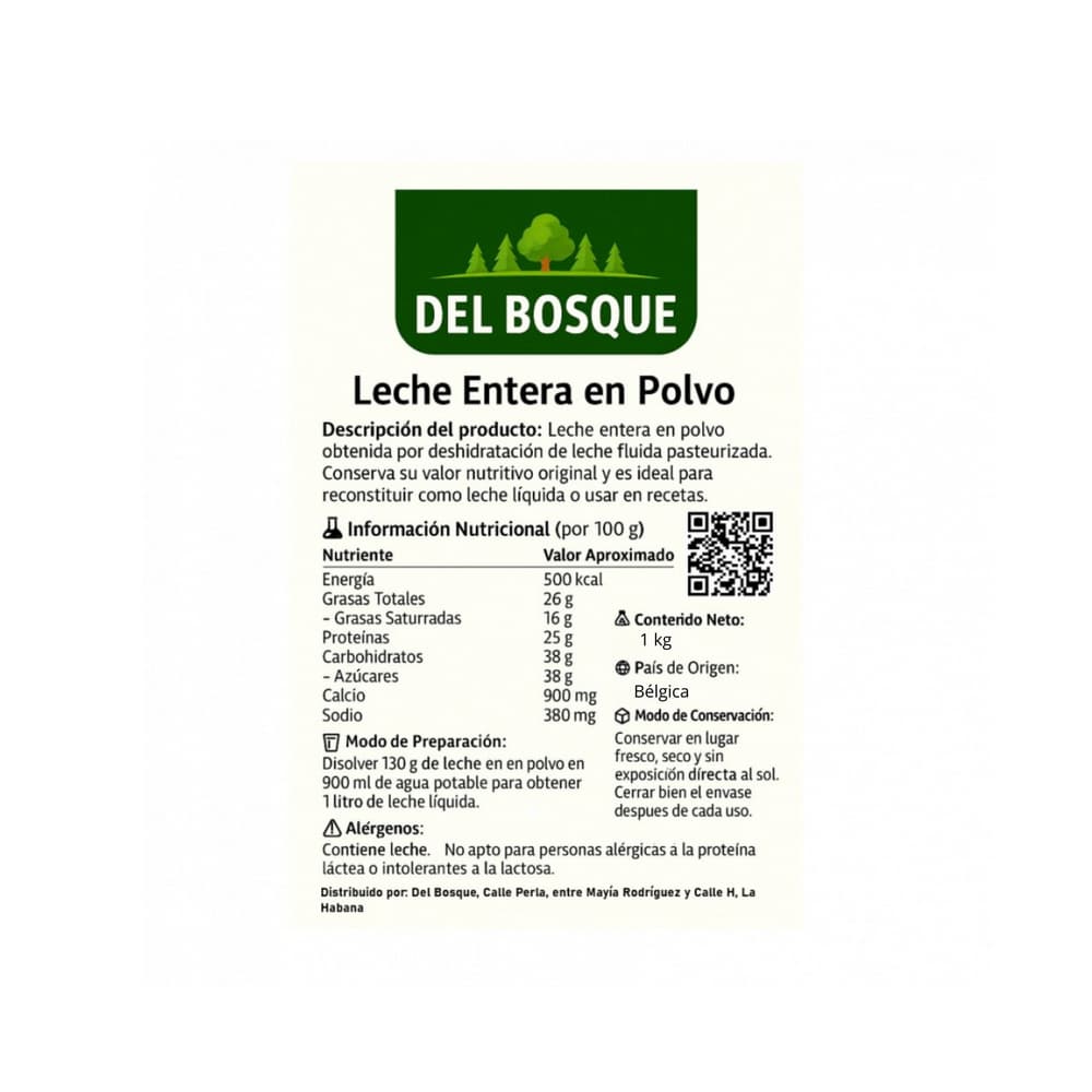 Leche en polvo entera Del Bosque (1 kg / 2.2 lb) - 2