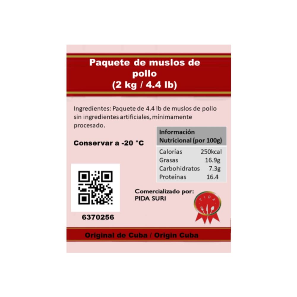 Paquete de muslos de pollo Pida (2 kg / 4.4 lb) - 2