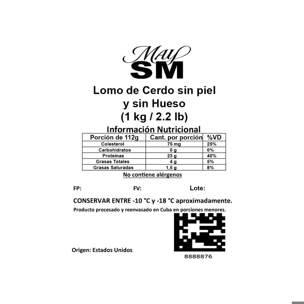 Lomo de cerdo sin hueso y sin piel May SM (1 kg / 2.2 lb) - 2