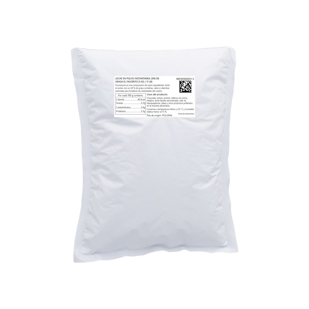 Leche en polvo instantánea 28% de grasa El Favorito (5 kg / 11 lb) - 2