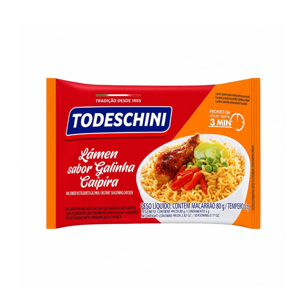 Fideos instantáneos sabor a pollo de corral Todeschini (85 g / 2.99 oz) - 5