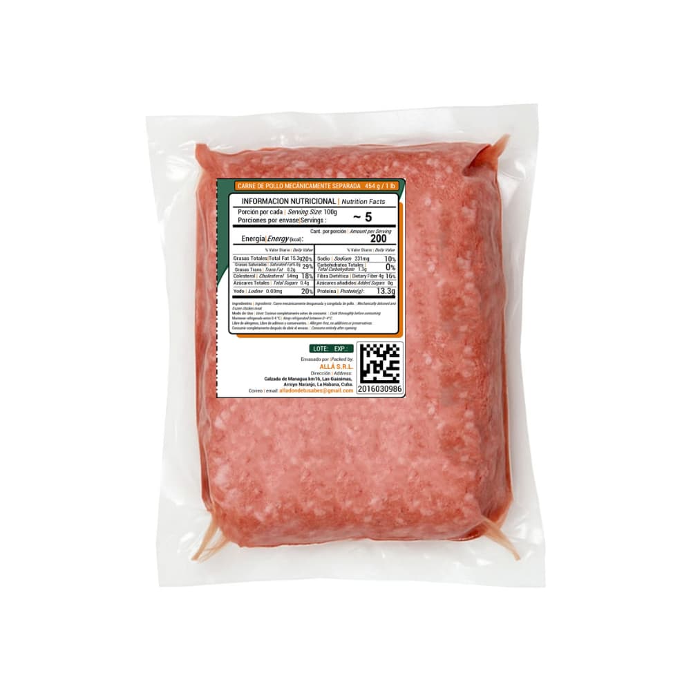 Carne de pollo mecánicamente separada ALLÁ (454 g / 1 lb) - 2