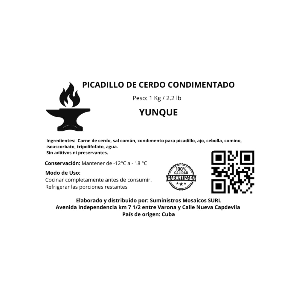 Picadillo de cerdo condimentado Yunque (1 kg / 2.2 lb) - 2