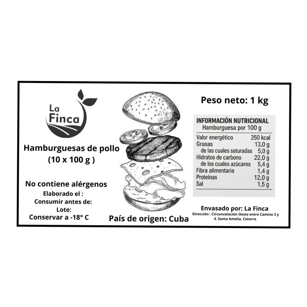 Hamburguesas de pollo (10 x 100 g / 3.53 oz) - 3
