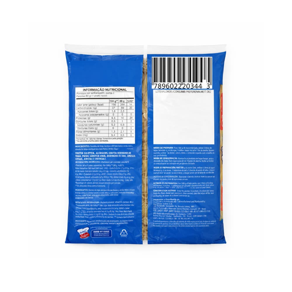 Pasta tipo macarrones Galo Selmi (500 g / 1.10 lb) - 2