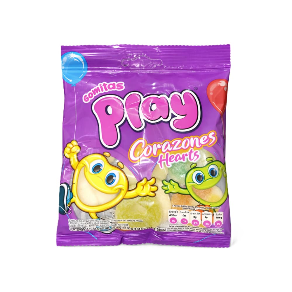 Gomitas de gelatina sabores surtidos a frambuesa, mango y fresa Play (55g / 1.94 oz)