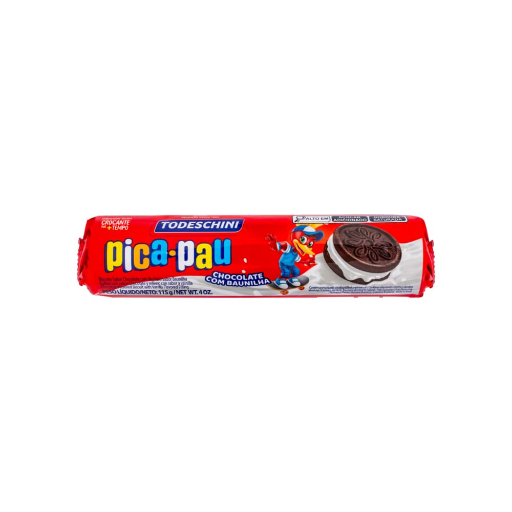 Galletas de chocolate con relleno sabor a vainilla pica pau Todeschini (115 g / 4 oz)
