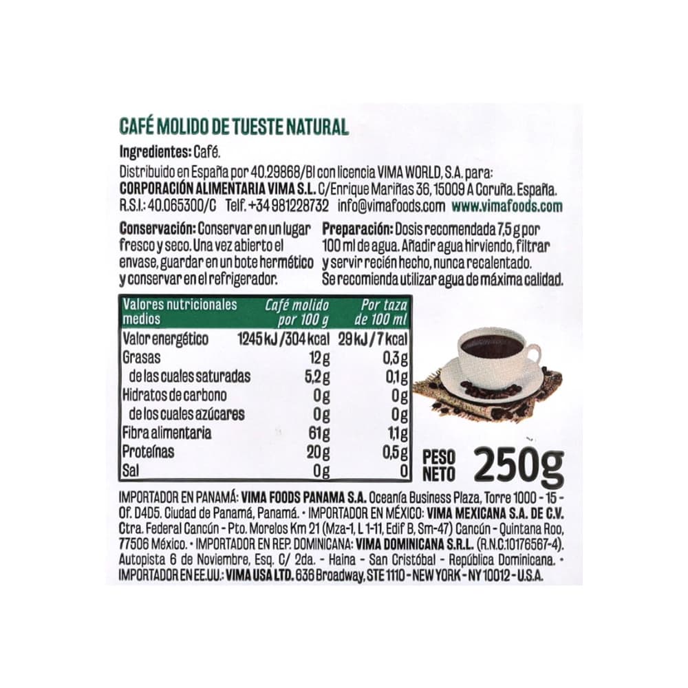 Café molido natural Vima Foods (250 g / 8.81 oz) - 8