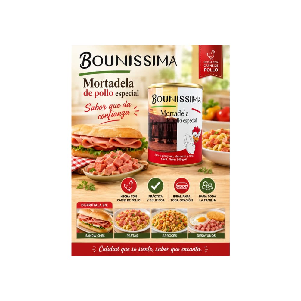Mortadela de pollo especial Bounissima (340 g / 11.99 oz) - 4