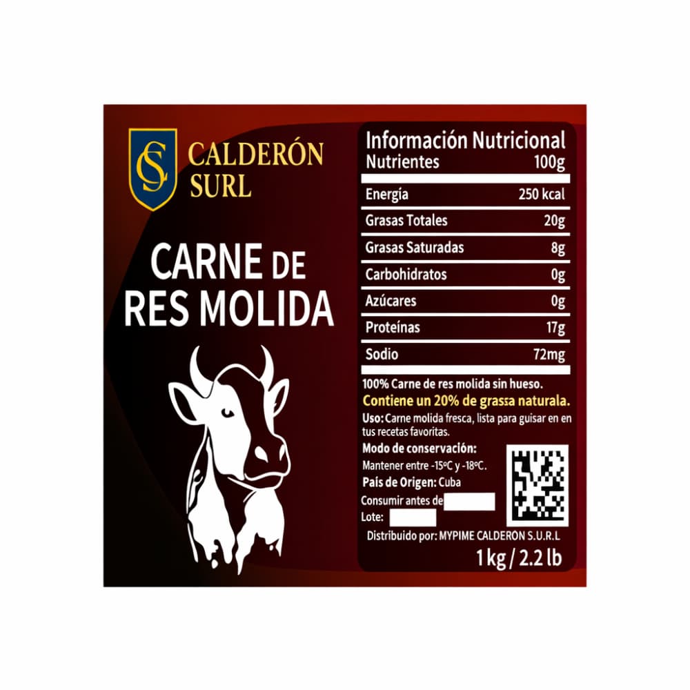 Carne de res molida Calderón (1kg / 2.2 lb) - 2