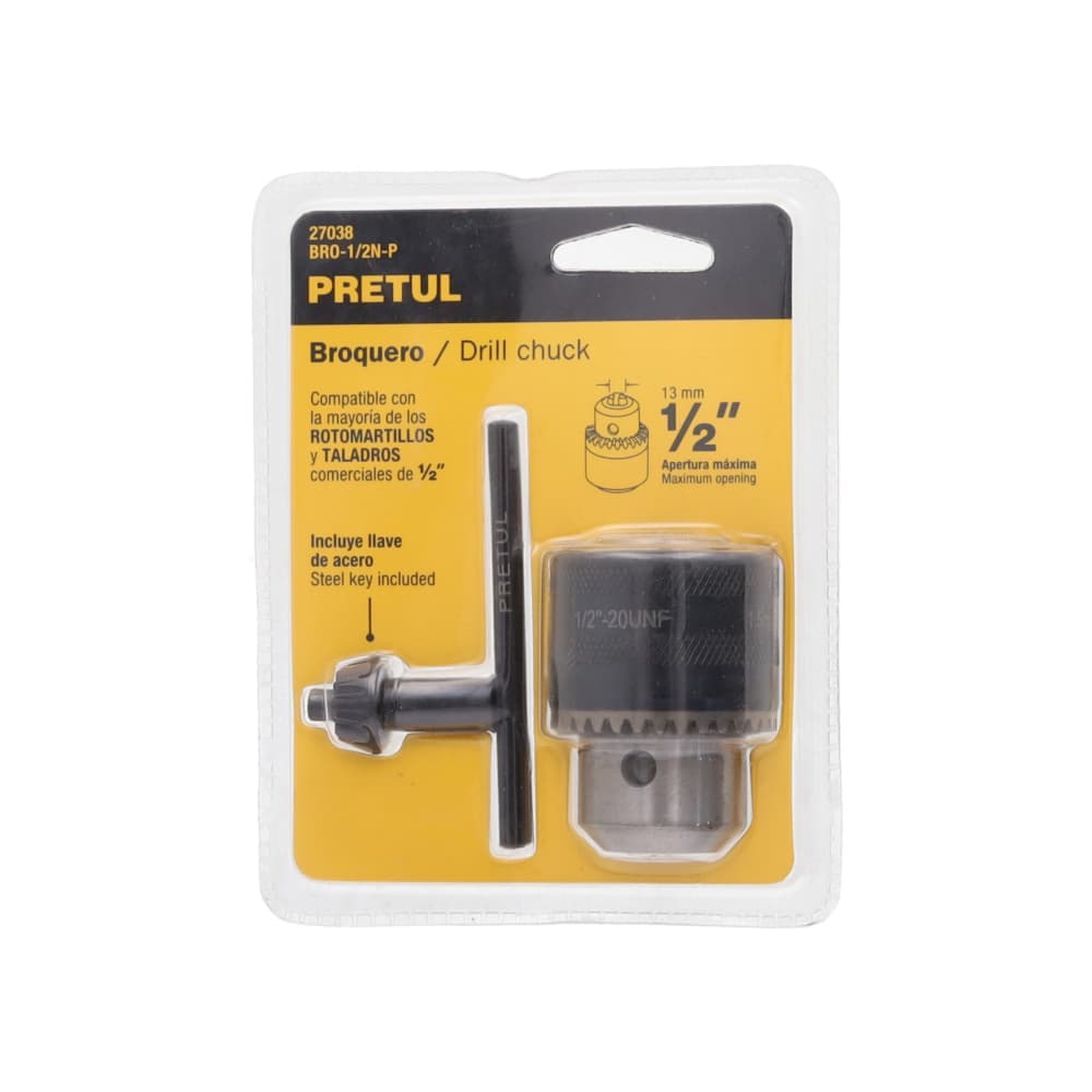 Mazorca de taladro con llave de acero apertura máxima 1/2 Pretul BRO-1/2N-P - 3