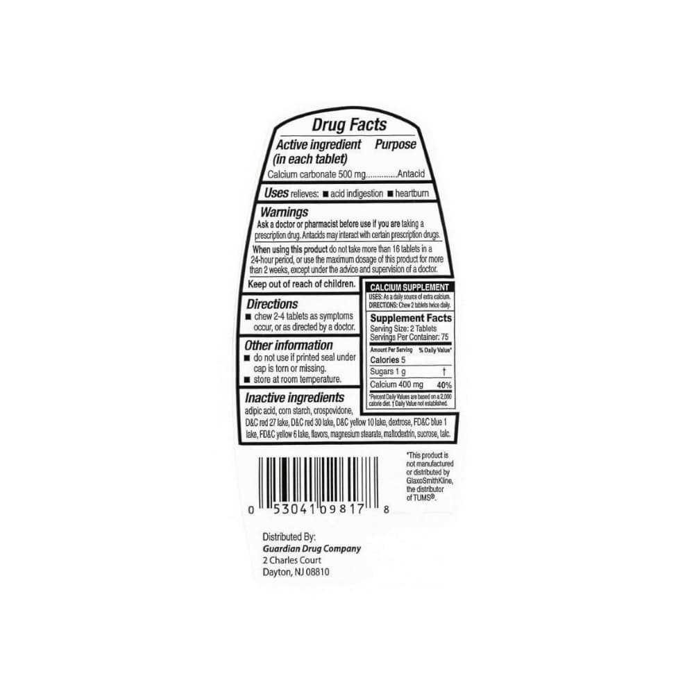 Carbonato de calcio 500 mg Guardian (150 tabletas) - 5