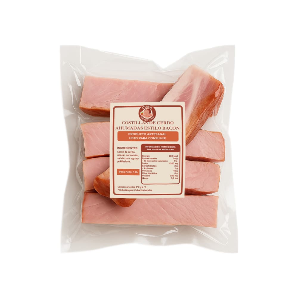 Costillas de cerdo ahumadas estilo bacón Cuba Embutidos (454 g / 1 lb) - 2