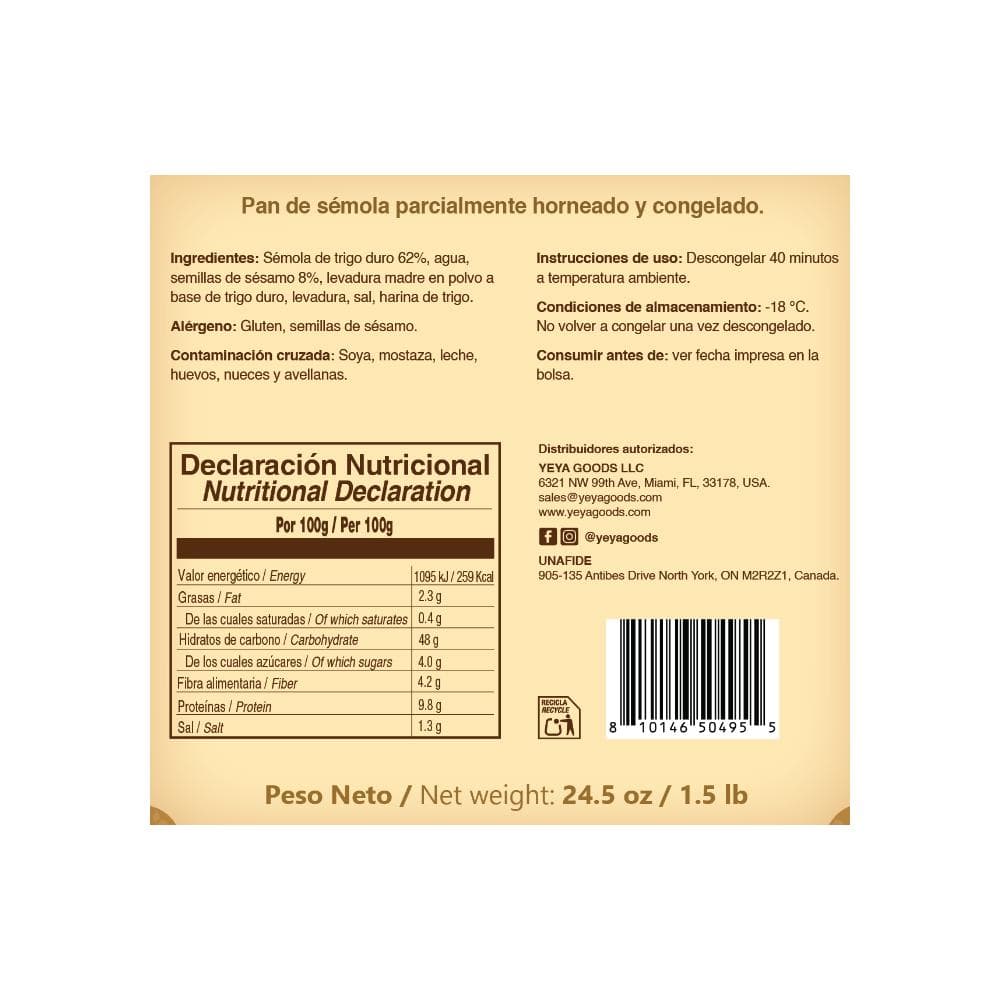 Panecillo de sémola de trigo duro congelado YEYA (681 g / 1.5 lb) - 2