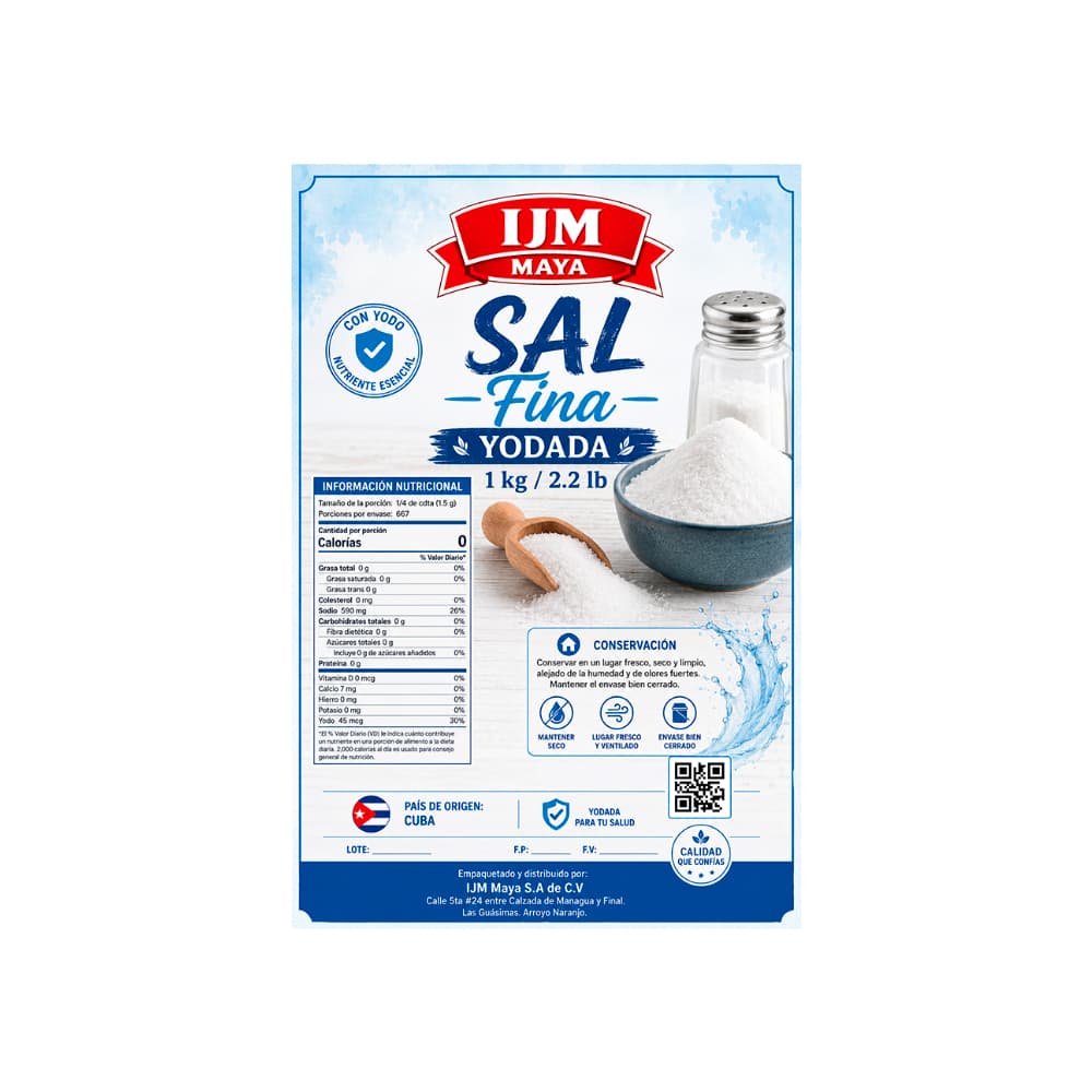 Sal fina yodada IJM Maya (1 kg / 2.2 lb) - 2